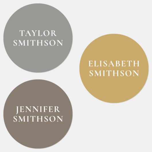 Einfache Minimal Gray Ochre Taupe Individuelle Nam Etiketten (Gruppe)