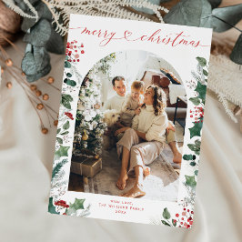 Einfache Minimal Heart Arch Foto Weihnachtskarte Feiertagskarte