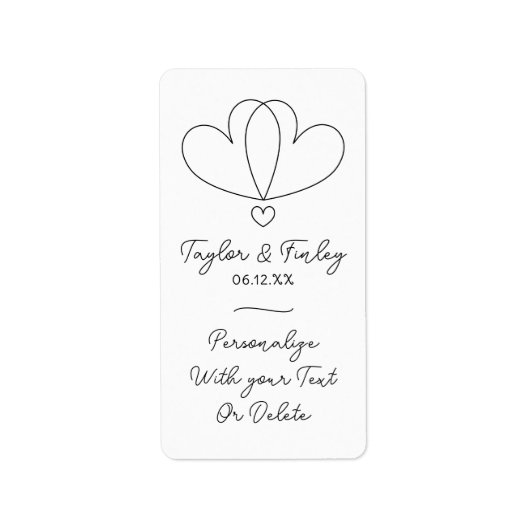 Einfache Minimal Heart Moderne Individuelle Namen Adressaufkleber (Vorne)