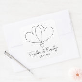 Einfache Minimal Heart Moderne Individuelle Namen Quadratischer Aufkleber (Umschlag)