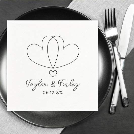 Einfache Minimal Heart Moderne Individuelle Namen  Serviette