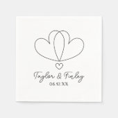 Einfache Minimal Heart Moderne Individuelle Namen  Serviette (Vorderseite)