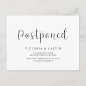 Einfache Minimal, Hochzeitseinladung verschoben Postkarte (Vorderseite)