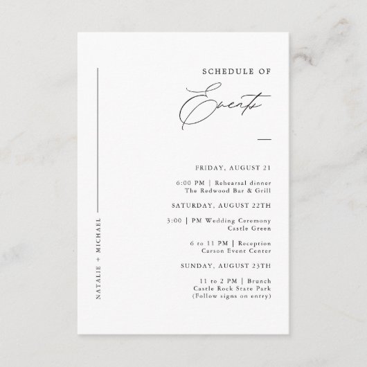 Einfache Minimal-Hochzeitsplanung Begleitkarte (Vorderseite)