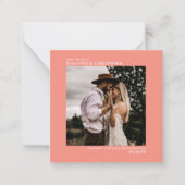 Einfache Minimal Korallenhochzeit Sichern Sie das  Mitteilungskarte (Vorderseite)