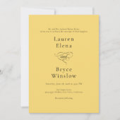 Einfache Minimal Lemon Drop Citrus Gelbe Hochzeit Einladung (Vorderseite)