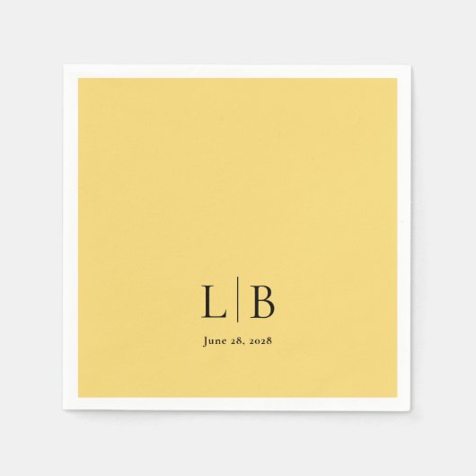 Einfache Minimal Lemon Drop Gelbe Hochzeit Serviette (Vorderseite)