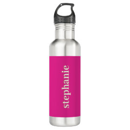 Einfache Minimal Magenta Personalisiertes Hot Pink Edelstahlflasche