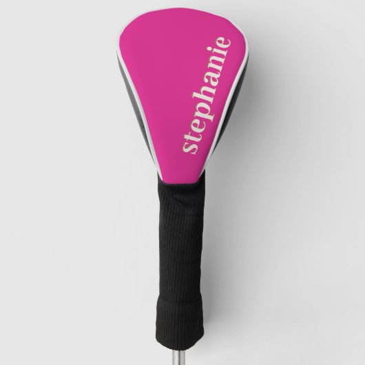 Einfache Minimal Magenta Personalisiertes Hot Pink Golf Headcover (Vorderseite)