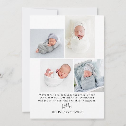 Einfache Minimal Modern Arch Baby Foto Birth Ankündigung (Rückseite)