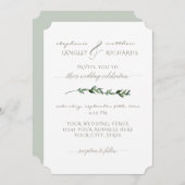 Einfache Minimal Modern Watercolor Foliage Grüne Einladung (Vorne/Hinten)