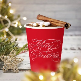 Einfache Minimal Modern White Red Frohe Weihnachte Pappbecher