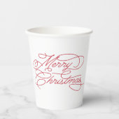 Einfache Minimal Modern White Red Frohe Weihnachte Pappbecher (Vorderseite)