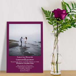 Einfache Minimal Moderne Cassis Lila Foto Hochzeit Einladung