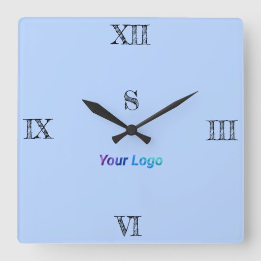 EINFACHE MINIMAL MODERNE MONOGRAM ELEGANT STIL CHI QUADRATISCHE WANDUHR (Vorderseite)