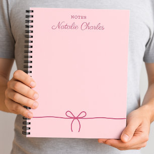 Einfache Minimal Moderne rosa Bow Trendy Notizblock