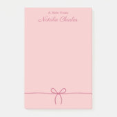 Einfache Minimal Moderne rosa Bow Trendy Post-it Klebezettel (Vorderseite)