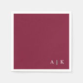 Einfache Minimal Monogram Burgundy Custom Wedding Serviette (Vorderseite)