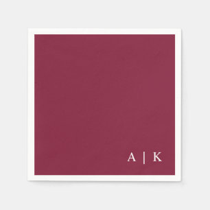 Einfache Minimal Monogram Burgundy Custom Wedding Serviette