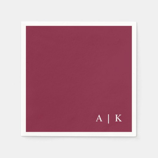Einfache Minimal Monogram Burgundy Custom Wedding Serviette (Vorderseite)