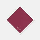 Einfache Minimal Monogram Burgundy Custom Wedding Serviette (Ecke)