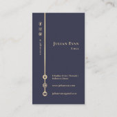 Einfache Minimal Monogram Elegant Navy Blue & Gold Visitenkarte (Rückseite)