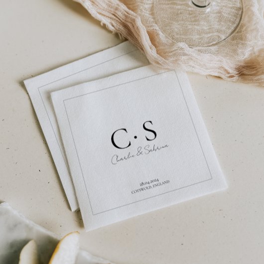Einfache Minimal Monogram Wedding Napkin Serviette