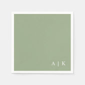 Einfache Minimal-Monogramm Grüne Hochzeit Serviette (Vorderseite)