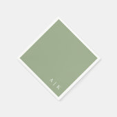 Einfache Minimal-Monogramm Grüne Hochzeit Serviette (Ecke)