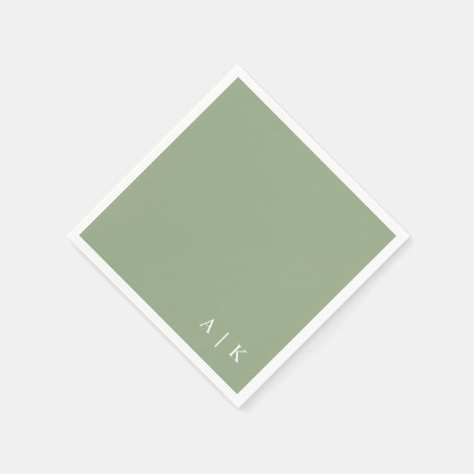 Einfache Minimal-Monogramm Grüne Hochzeit Serviette (Ecke)