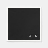 Einfache Minimal-Monogramm-Schwarz-Custom-Hochzeit Serviette (Vorderseite)