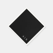 Einfache Minimal-Monogramm-Schwarz-Custom-Hochzeit Serviette (Ecke)