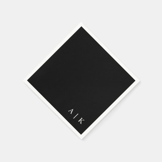 Einfache Minimal-Monogramm-Schwarz-Custom-Hochzeit Serviette (Ecke)