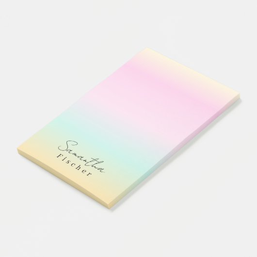 Einfache Minimal Pink Rainbow Girly Post-it Klebezettel (angewinkelt)