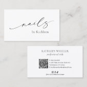 Einfache Minimal QR Code Eleganter Nagelstudio Mod Visitenkarte (Vorne/Hinten)