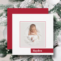 Einfache Minimal Red Christmas Foto Birth