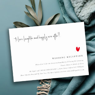 Einfache Minimal Red Heart Script Hochzeitsempfehl Begleitkarte
