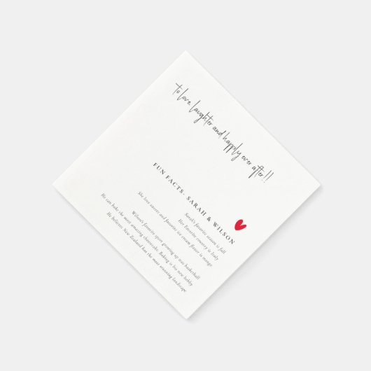 Einfache Minimal Red Heart Script Hochzeitsspass F Serviette (Ecke)