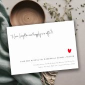 Einfache Minimal Red Heart Script Save the Date Ca Einladung