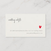 Einfache Minimal Red Heart Script Website für Hoch Begleitkarte (Rückseite)