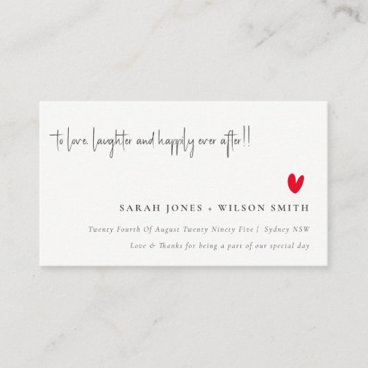 Einfache Minimal Red Heart Script Website für Hoch Begleitkarte (Vorderseite)