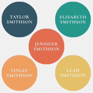 Einfache Minimal Retro Colors Individuelle Name Sc Etiketten