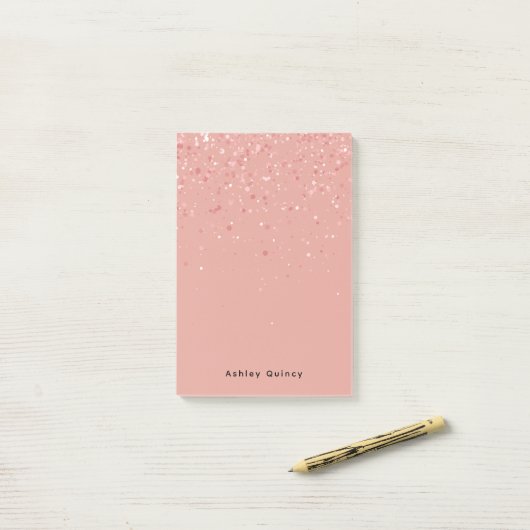 Einfache Minimal Rosa Elegant Monogram Post-it Klebezettel (Auf Schreibtisch)