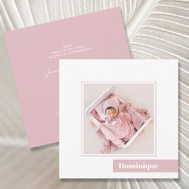 Einfache Minimal Rosa Foto Geburtsankündigung Einladung