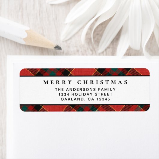 Einfache Minimal Rot und Grün Kariert Frohe Weihna (Insitu)