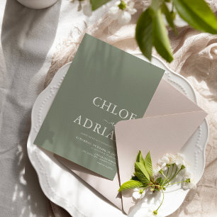 Einfache Minimal Sage Green Wedding Einladung
