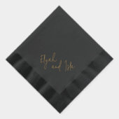 Einfache Minimal Schwarz und Gold Servietten Mit Folie (Rechts)
