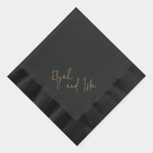 Einfache Minimal Schwarz und Gold Servietten Mit Folie (Rechts)