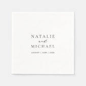 Einfache Minimal Schwarz & Weiß Moderne Hochzeit Serviette (Vorderseite)