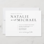 Einfache Minimal Schwarz/Weiß Moderne Square Hochz Einladung (Vorderseite)